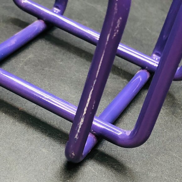 Vintage 90s Purple Enamel Metal Wire Square Notepad Holder Office Accessory - Picture 10 of 10